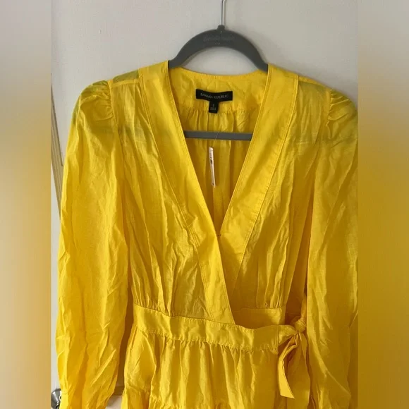 NWT Banana Republic Yellow Wrap Dress - Picture 2 of 5